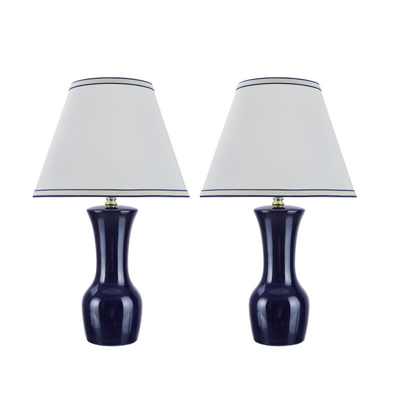 Lampe de table 20 po Moro, Bleu foncé, Bleu foncé / blanc cassé