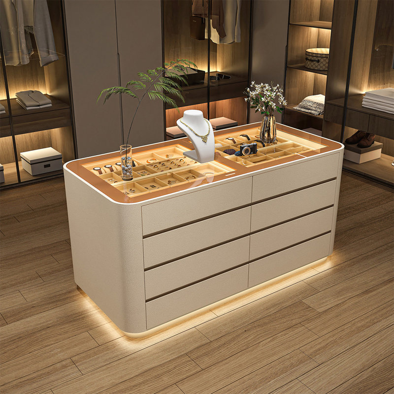 Armoire de présentation et de rangement 47,24 po lumière blanc cassé de luxe