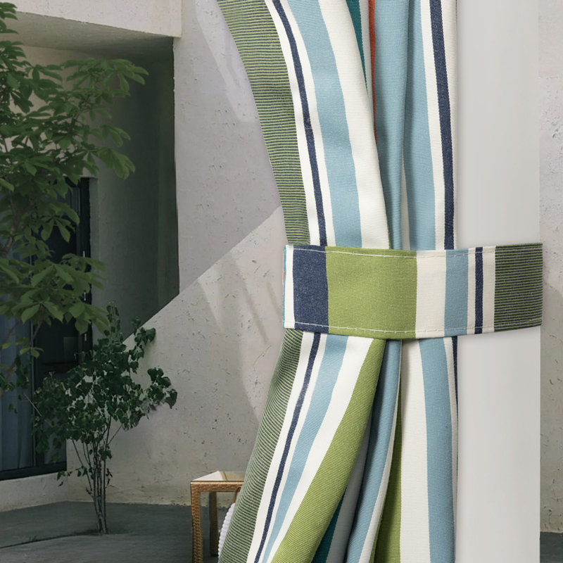 Outdoor Stripe Privacy Protected Grommet Panel, Green, 52" W x 108" L
