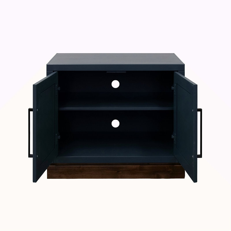 Armoire modulaire à 2 portes Nora, sans assemblage requis, denim bleu et finition whisky