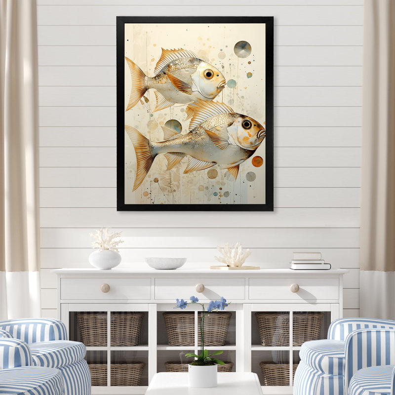 " Fish Harmony ", Black Single Picture Framed, 20" H x 12" W x 1" D