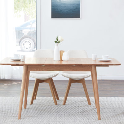Table en chêne massif de 47,2 po à 63,0 po x 31,5 po x 29,5 po, facile à assembler pour les repas de 1,2 à 1,6 m, à gratter, pour la famille