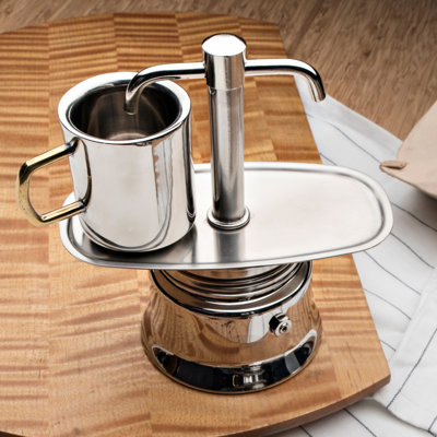 Cafetière à deux becs à deux becs - Cafetière à espresso en acier inoxydable - Machine à café italienne pour espresso, cappuccino et moka - Cafetière portative pour la maison ou le camping par Kings County Tools