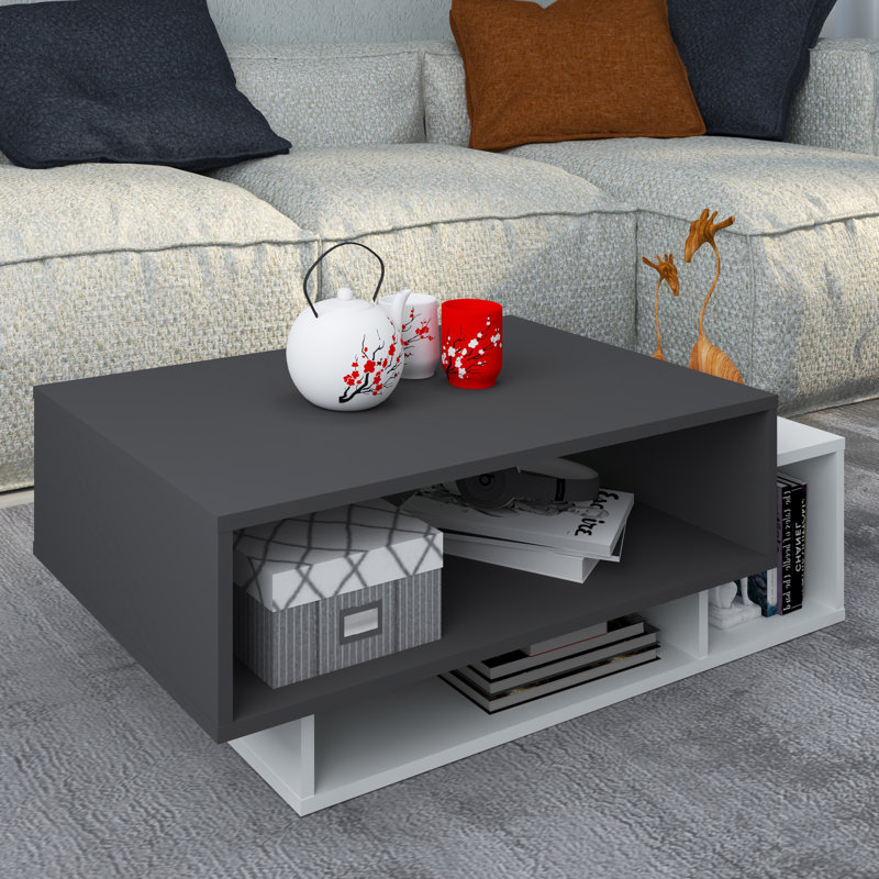 Rikhia Coffee Table with Storage, Grey/Brown/Blue