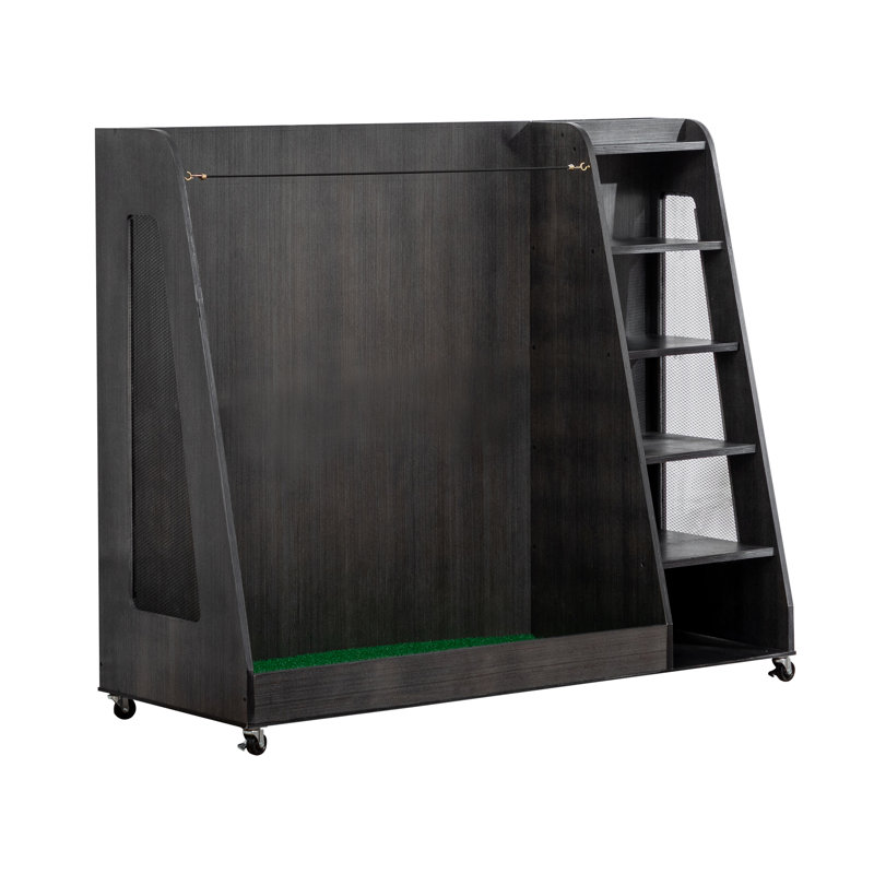 Support de rangement de golf moderne en bois avec capacité de 3 sacs Bowie, Gris