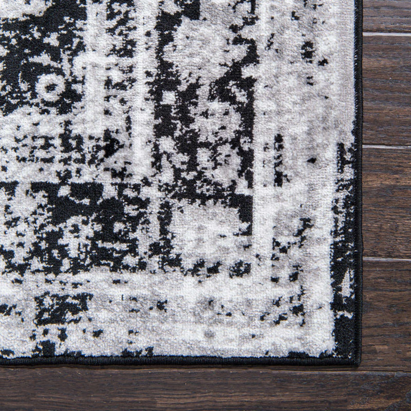 Tapis oriental Brandt, Tapis de couloir 2 pi 7 po x 12 pi, Noir, noir, noir, noir