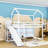 Amrika Playhouse Design Twin Loft Bed With Storage Shelves, Slide, Lights-1231308565
