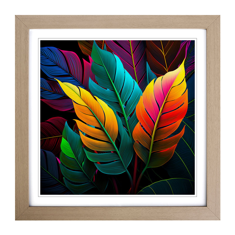 Tropical Leaf Color Field Painting No.1 - Framed Print, Oak