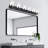 6-Light Dimmable Black Vanity Light With Seeded Glass Shade.