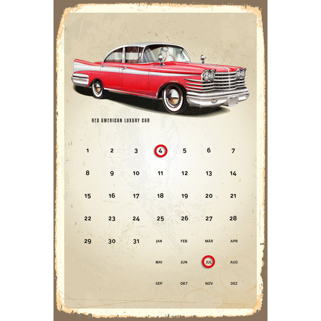 ScanMod Design Wanddekoration Amerikanisches Auto Kalender 