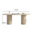Table de salle à manger de style Mid-Century 71 po avec table en pierre brillante, table de cuisine rectangulaire avec double caisson en bois massif pour 6 personnes Maxsony-847790840-862815399