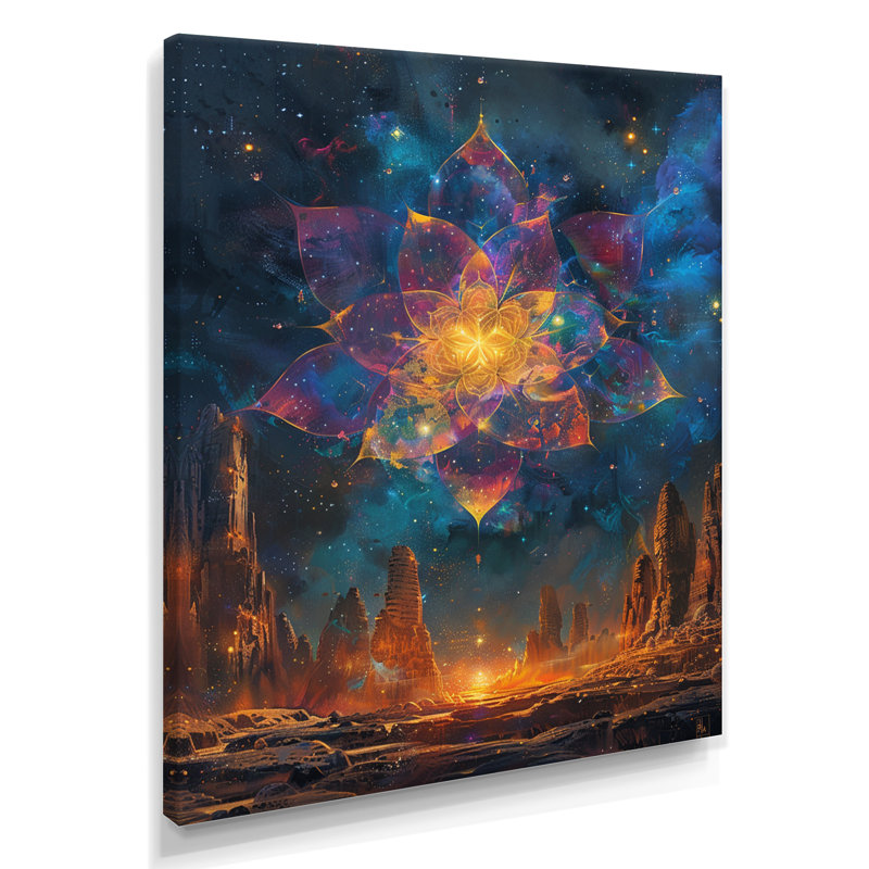 Celestial Bloom - Cityscape Wall Art Decor, Wrapped Canvas, 20" H x 12" W x 1" D