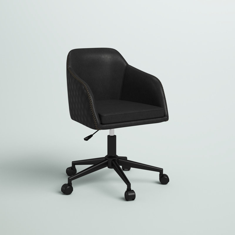 Chaise de travail en faux cuir Matthews Tyler, Charbon de bois