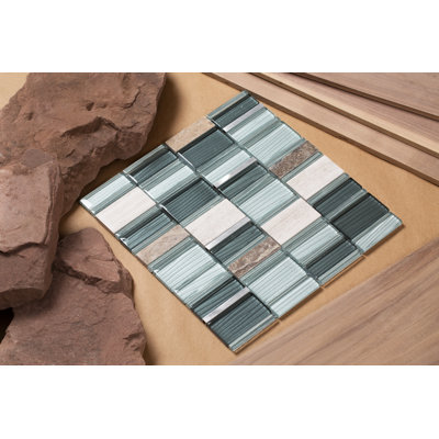 Tallia Random Sized Natural Stone/Metal Glass Random Mosaic Wall & Floor Tile