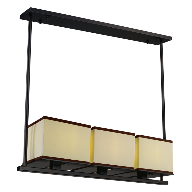 Luminaire suspendu linéaire pour îlot de cuisine 3 lumières Cephas