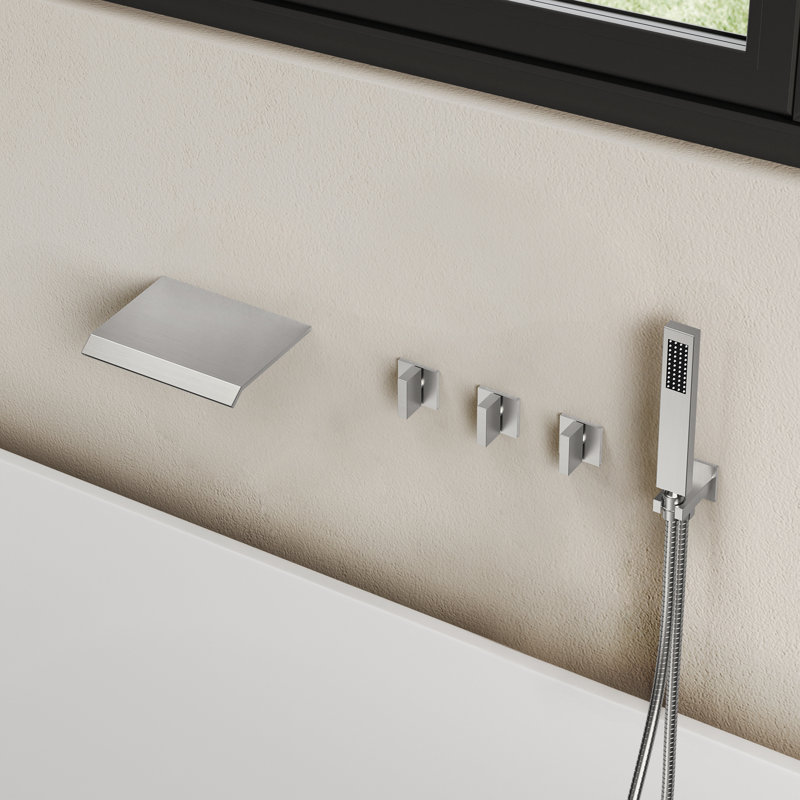 Robinet de baignoire mural avec inverseur et douche à main, Brushed Nickel