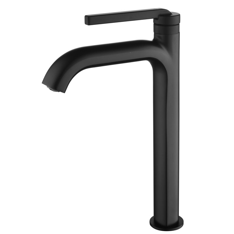 Robinet de lavabo pour salle de bain à poignée simple 12,38 "H, Noir mat