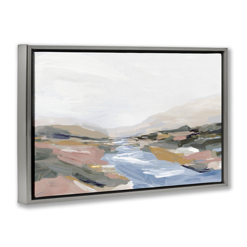 Cadre flottant Vibrant Landscape, par Hannah Dawson, H 17 po x l 25 po, Cadre flottant gris lustré
