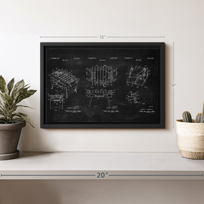 Brevet «Soccer Table BW vernis sur toile», H 9 po x l 13 po