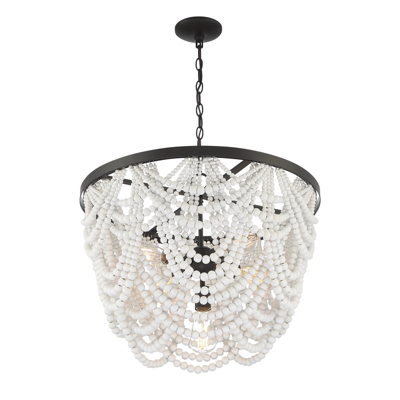 Lustre blanc à 5 lumières avec bronze huilé Meridian, Blanc