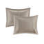Édredon très grand taupe - Coussins décoratifs brillants 7 pièces à garniture charmeuse