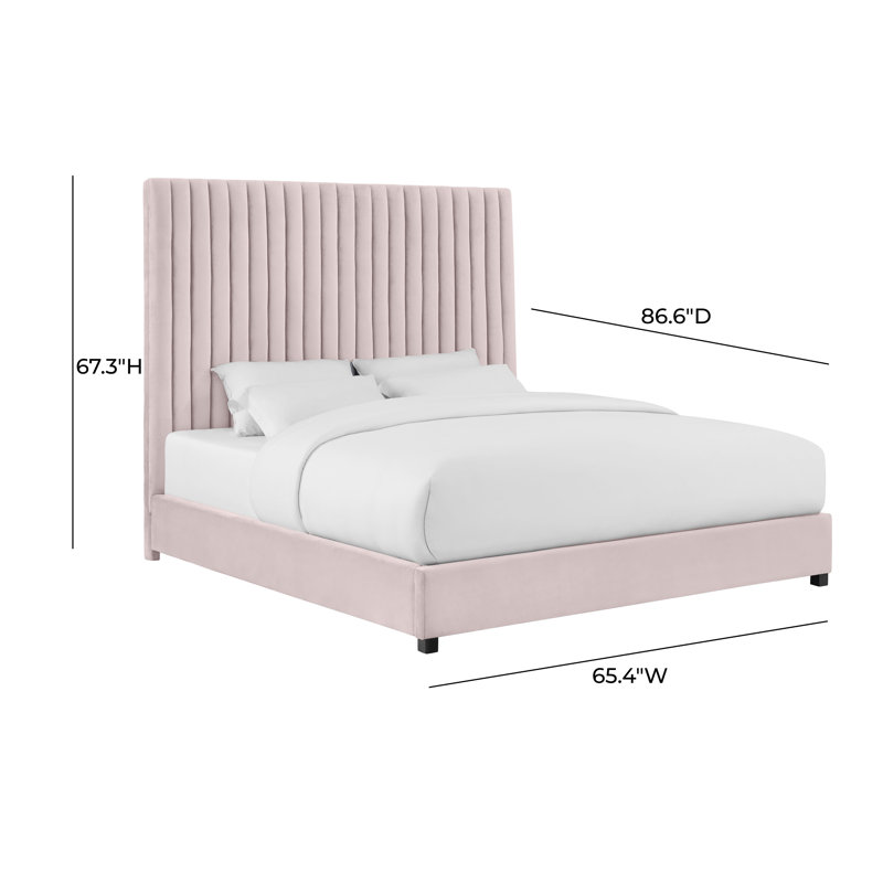Solid Wood and Upholstered Low Profile Platform Bed, Queen, Off White