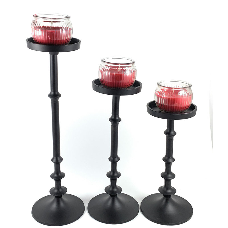 11.8'' H Metal Tabletop Candlestick, Matte Black
