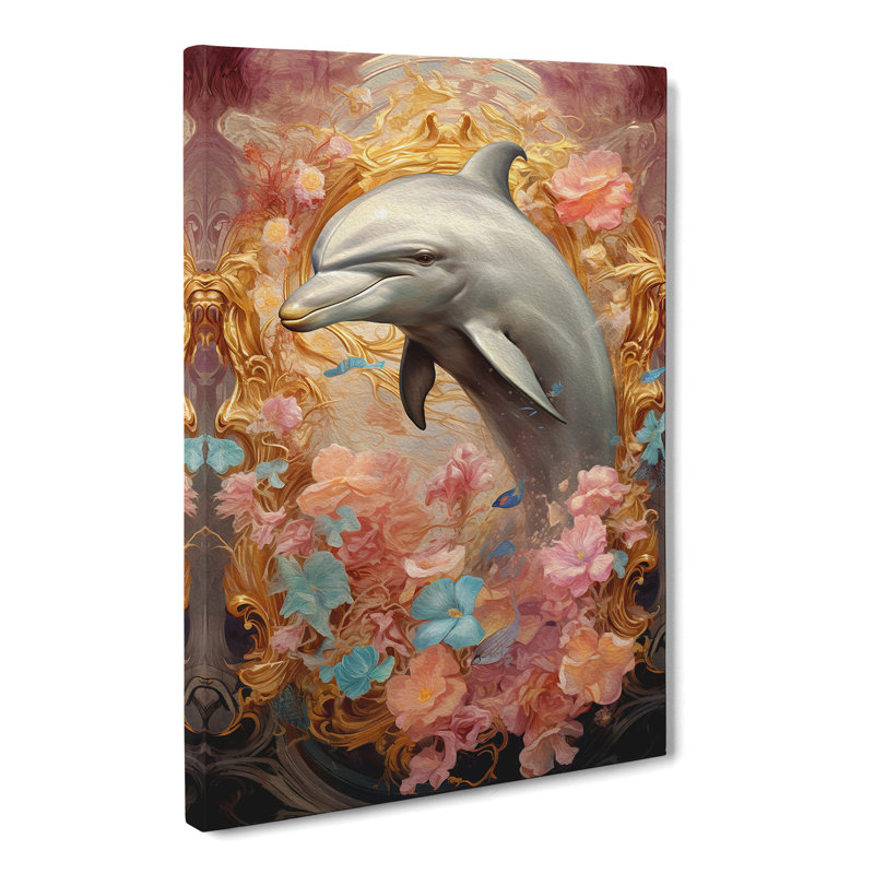 Dolphin Baroque Art - Wrapped Canvas, 50cm H x 35cm W x 3cm D