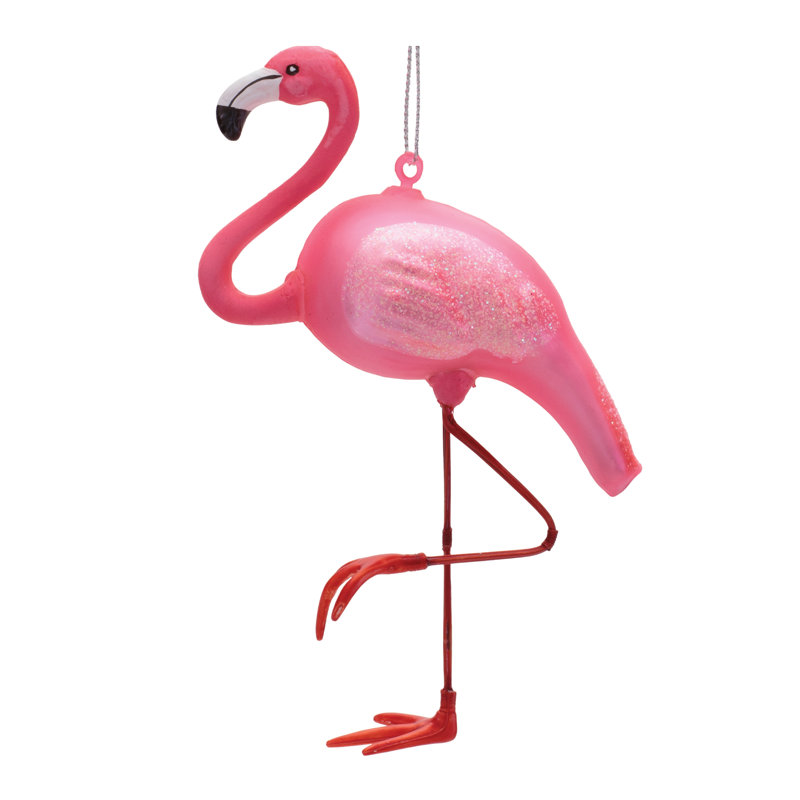 Glass Flamingo Ornaments (Set of 6)