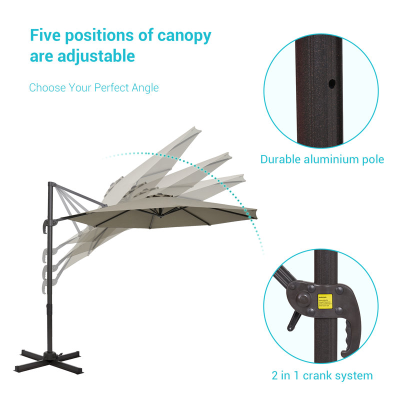 Parasol en porte-à-faux 10 pi Dobromir, Taupe