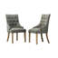 Ensemble de 2 chaises d'appoint à oreilles en bois massif à boutons gris - exquise avec têtes de clous et 2 garnitures-766640924