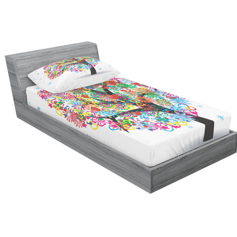 Tree Of Life Microfiber Sheet Set, Twin XL Sheet Set with Fitted Sheet