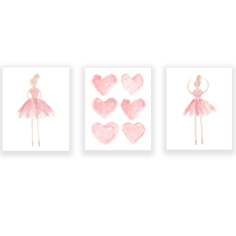 «Little Girls Ballet», impressions sur papier, Tout rosé, H 10 po x l 8 po x P 0,06 po