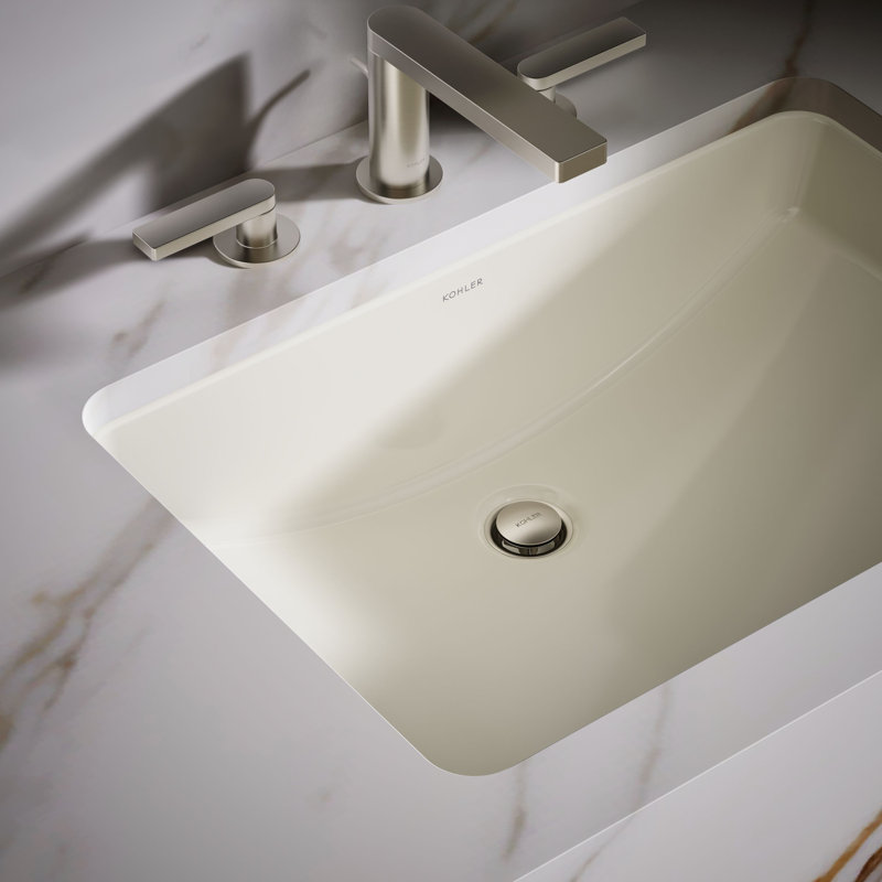Ladena® Vitreous China Rectangular Undermount Bathroom Sink with Overflow, Biscuit