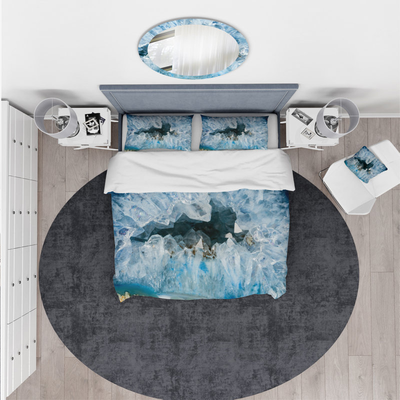 Ensemble de housse de couette intérieur designart geode, Housse de couette très grand + 2 taies décoratives