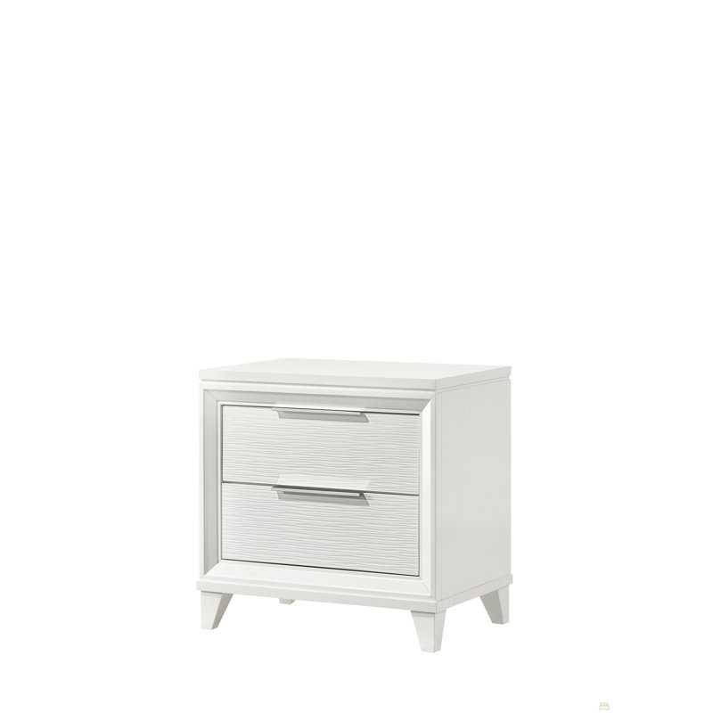2-Drawer Storage Nightstand Wooden Bedroom Furniture