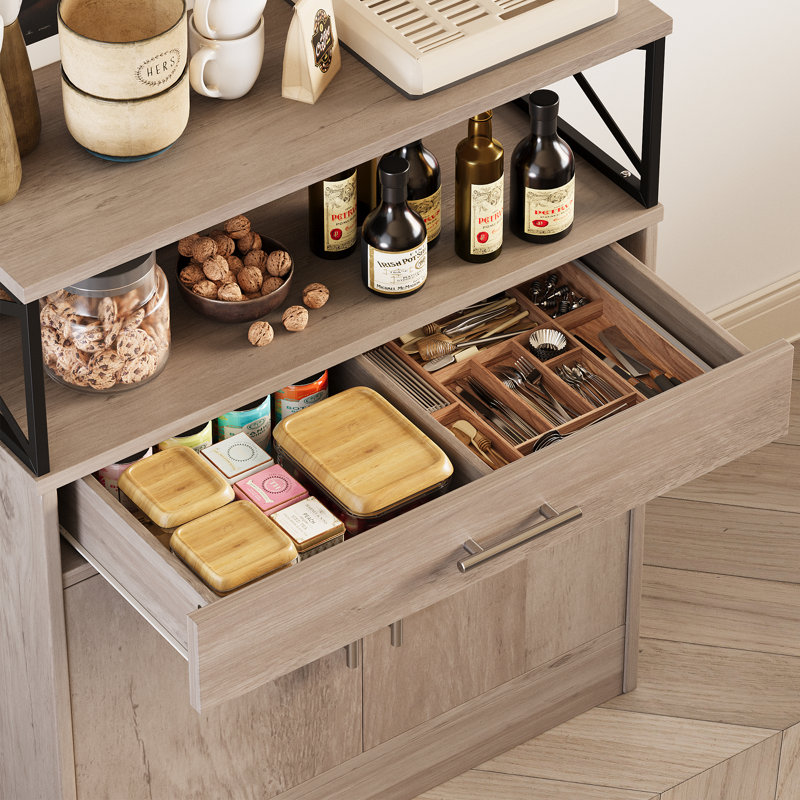 Buffet Abriah de 31,4 po de largeur, Gris ivoire