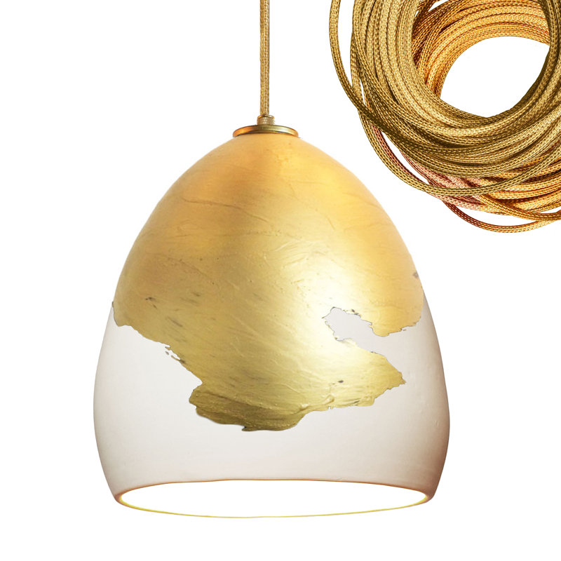 Luminaire suspendu architecte, Blanc et laiton ombré, Ampoule à DEL incluse, Homologué UL pour emplacement sec
