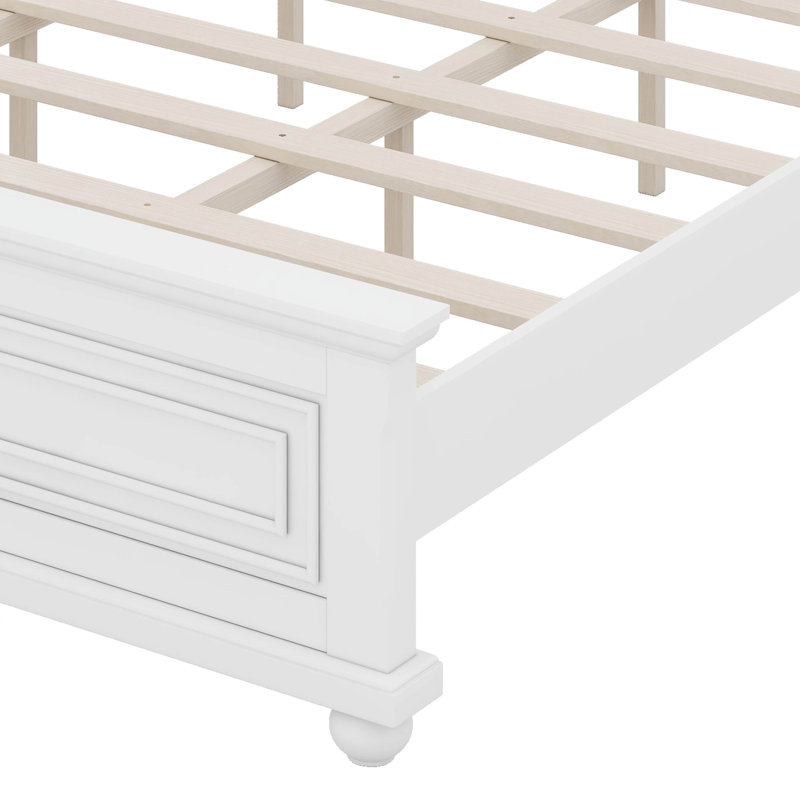Structure de lit en bois de ferme avec tête de lit et pied de lit haut, Très grand, Blanc