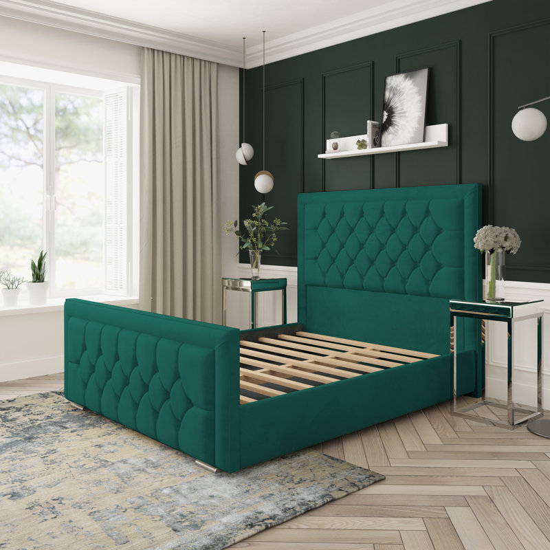 Upholstered Bed, Small Single (2'6), Green