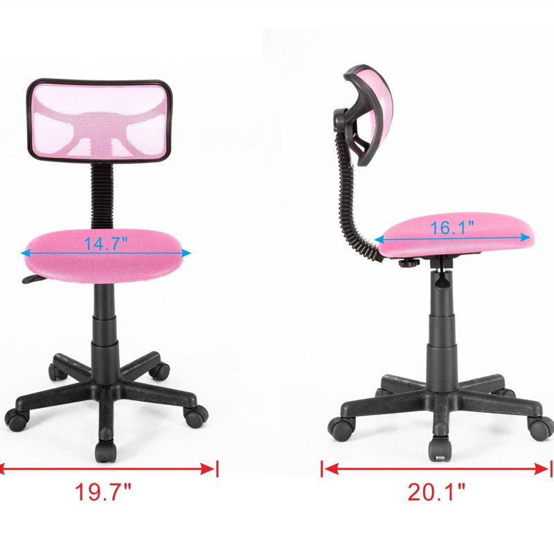 Chaise de bureau pivotante en filet à dossier bas avec réglage de la hauteur, Orange
