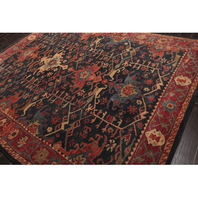 Multi Size Dark Blue, Wine Hand Tufted Arts & Crafts Wool Area Rugs