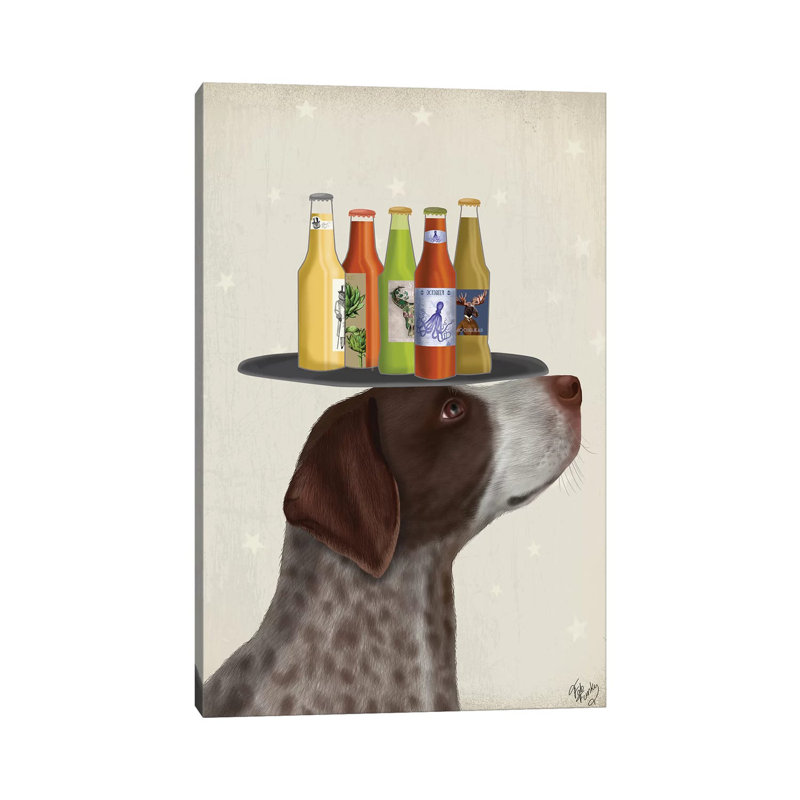German Shorthaired Pointer Ice Cream Beer Lover by Fab Funky - Wrapped Canvas Gallery-Wrapped Canvas Giclée