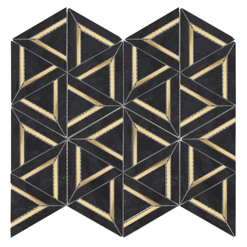 Carreau de mosaïque brique / métro en marbre 12 po x 12 po Nero Marquina