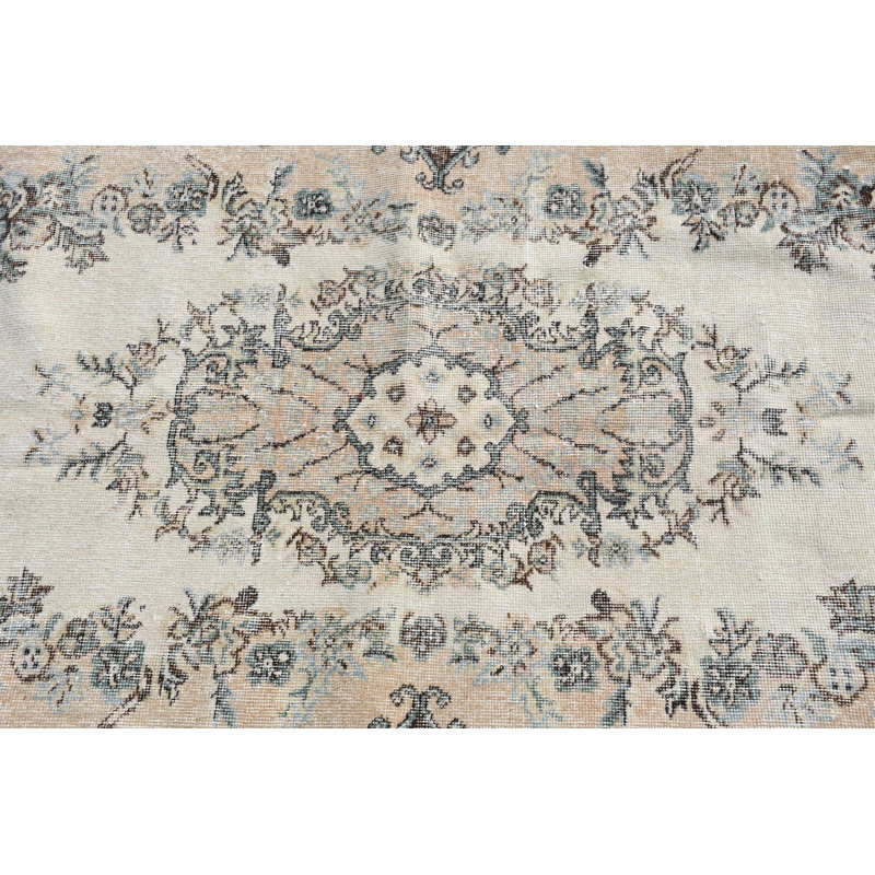 Chic Turkish Tribal Area Rug in Beige for a Stylish Dining Room or Large Floor Space
