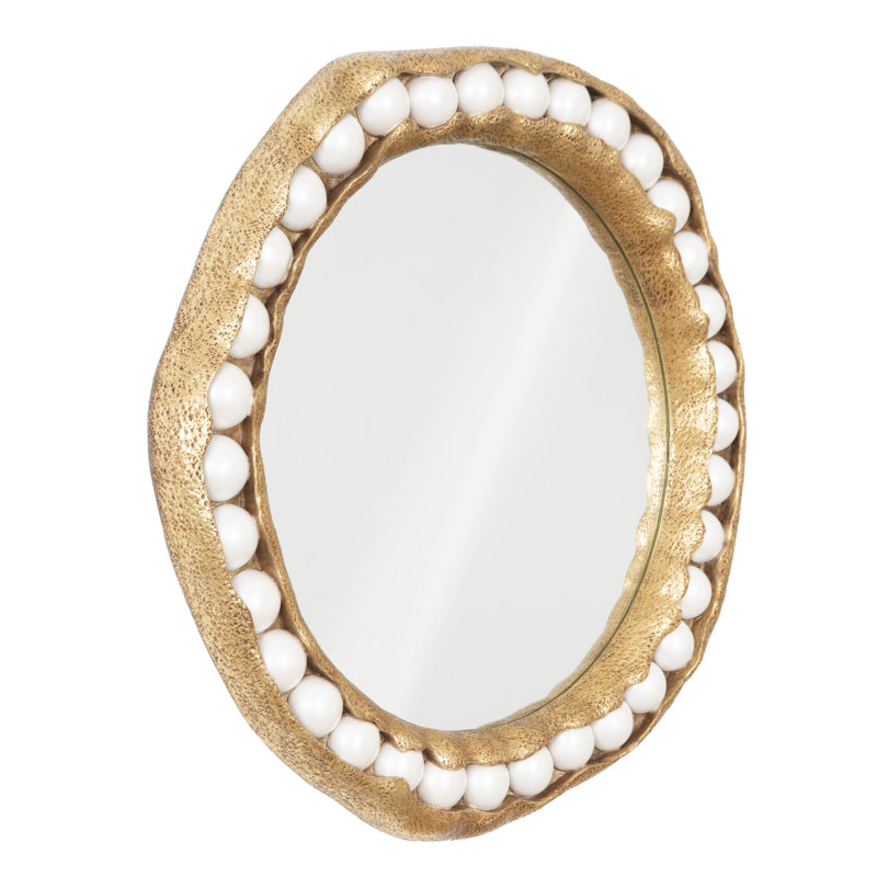 Pearl Mirror, Round, Gold Leaf