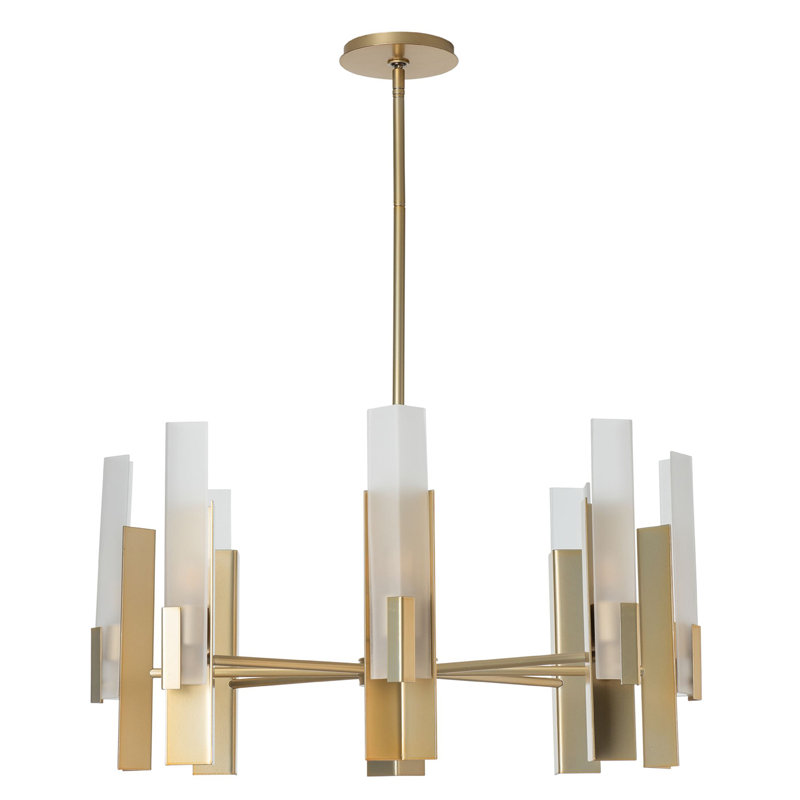Lustre 8 lumières Summit, Bronze frotté à l'huile, Verre givré