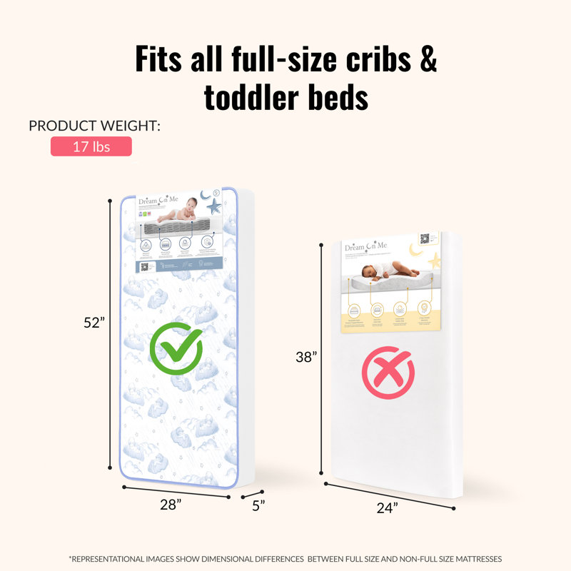  Matelas pour lit de bébé standard imperméable à 2 niveaux