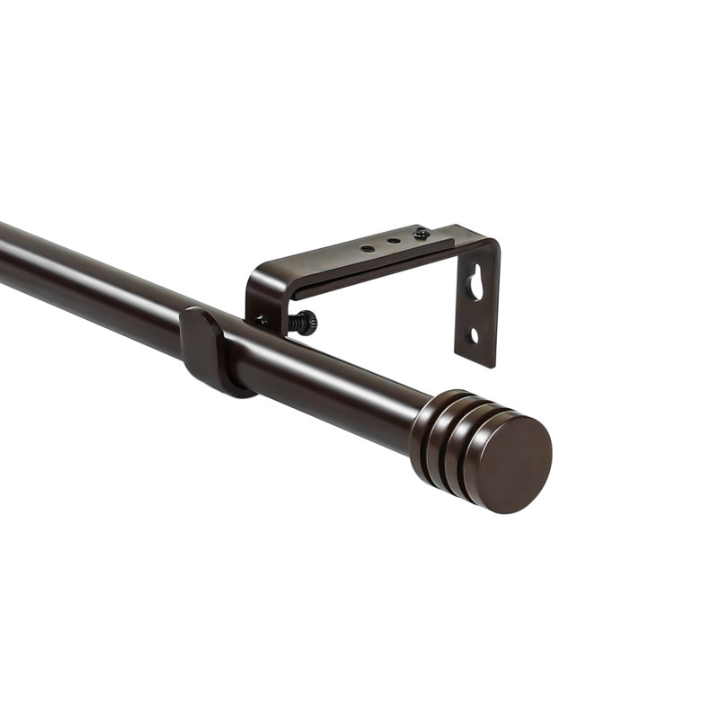 Sweitzer Adjustable 0.62'' Single Curtain Rod, 0.62" H x 120" W x 0.62" D, Bronze