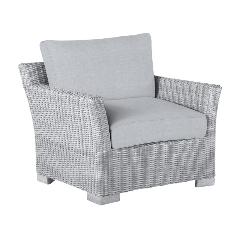 Club Patio Chair with Cushions, Oyster, No Welt, Linen Chambray